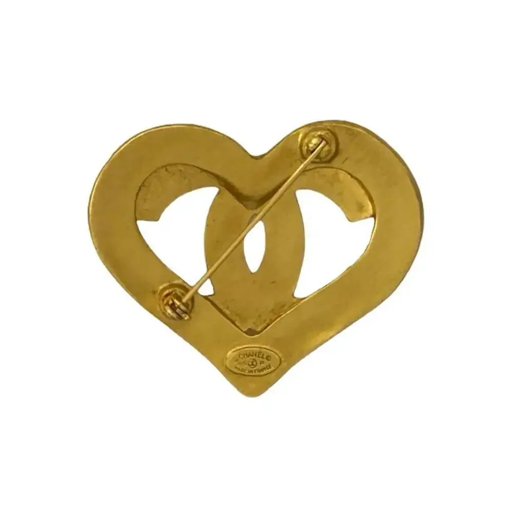 CHANEL Gold Logo Brooch